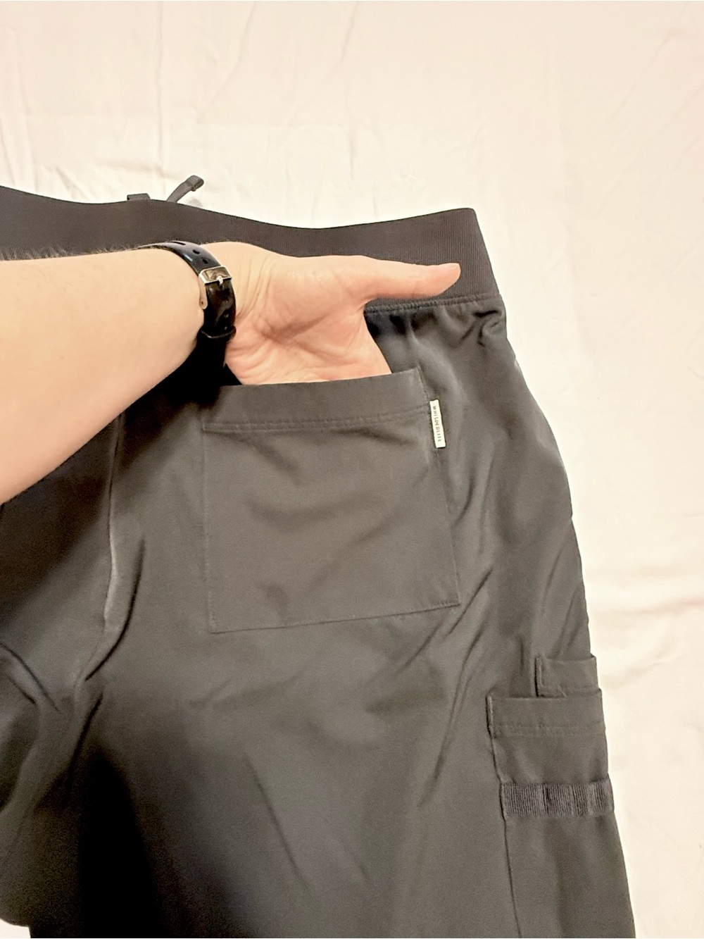 WhisperLite Cargo Scrub/Jogger Pants with Drawstring Waist | Pewter - Picture 8 of 11